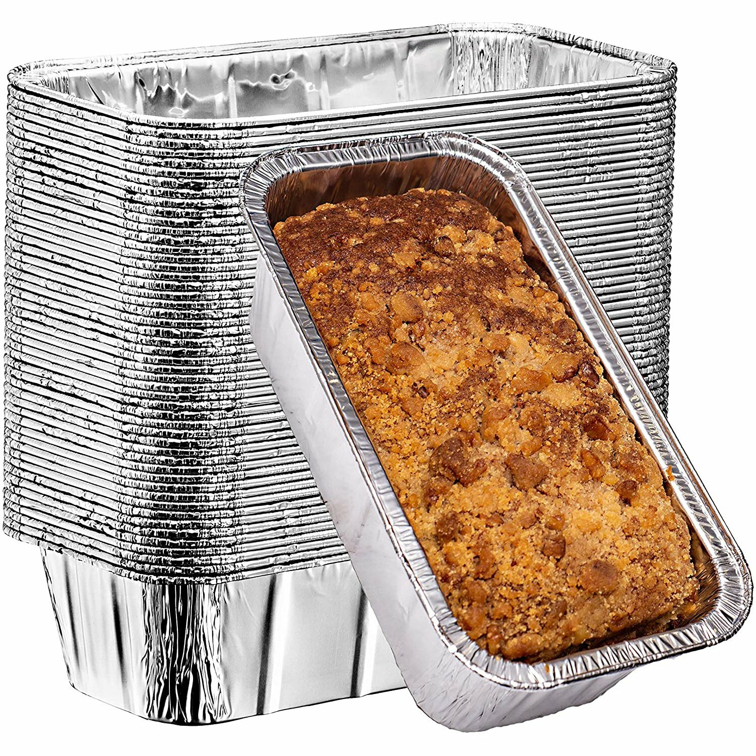 2 Lb Disposable Aluminum Loaf Pan With No Lids 100% recyclable 8.5" X 4.5" X2.5"