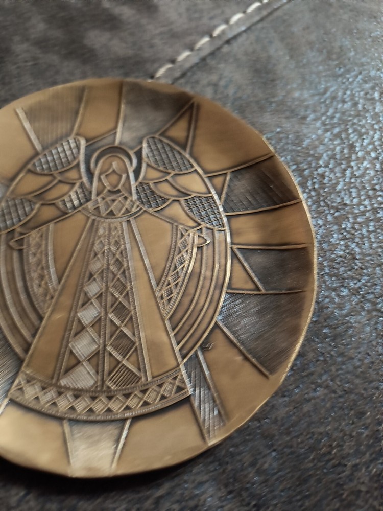 Vintage Wendell August Forge Angel Coaster Plate Solid Bronze