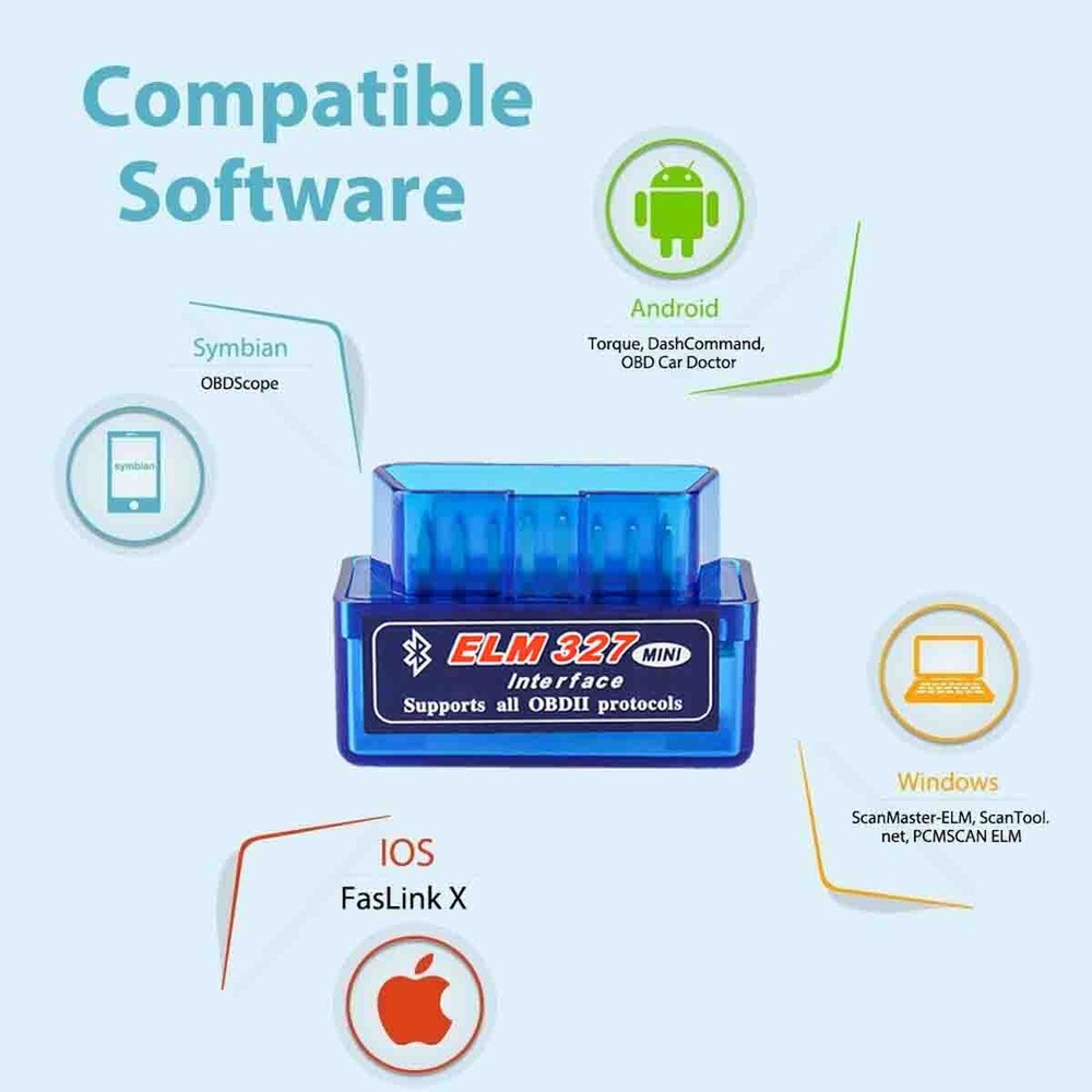 OBD2 Car Bluetooth Scanner Code Reader OBDII ELM327 Read Tool For iPhone Android