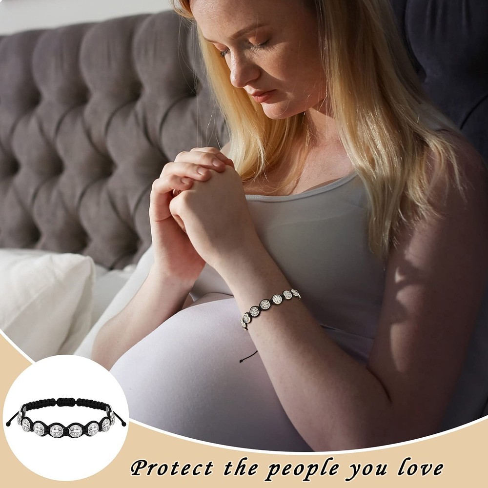 Hicarer 6 Pcs Saint Benedict Bracelets Protection Adjustable Handmade Black C...