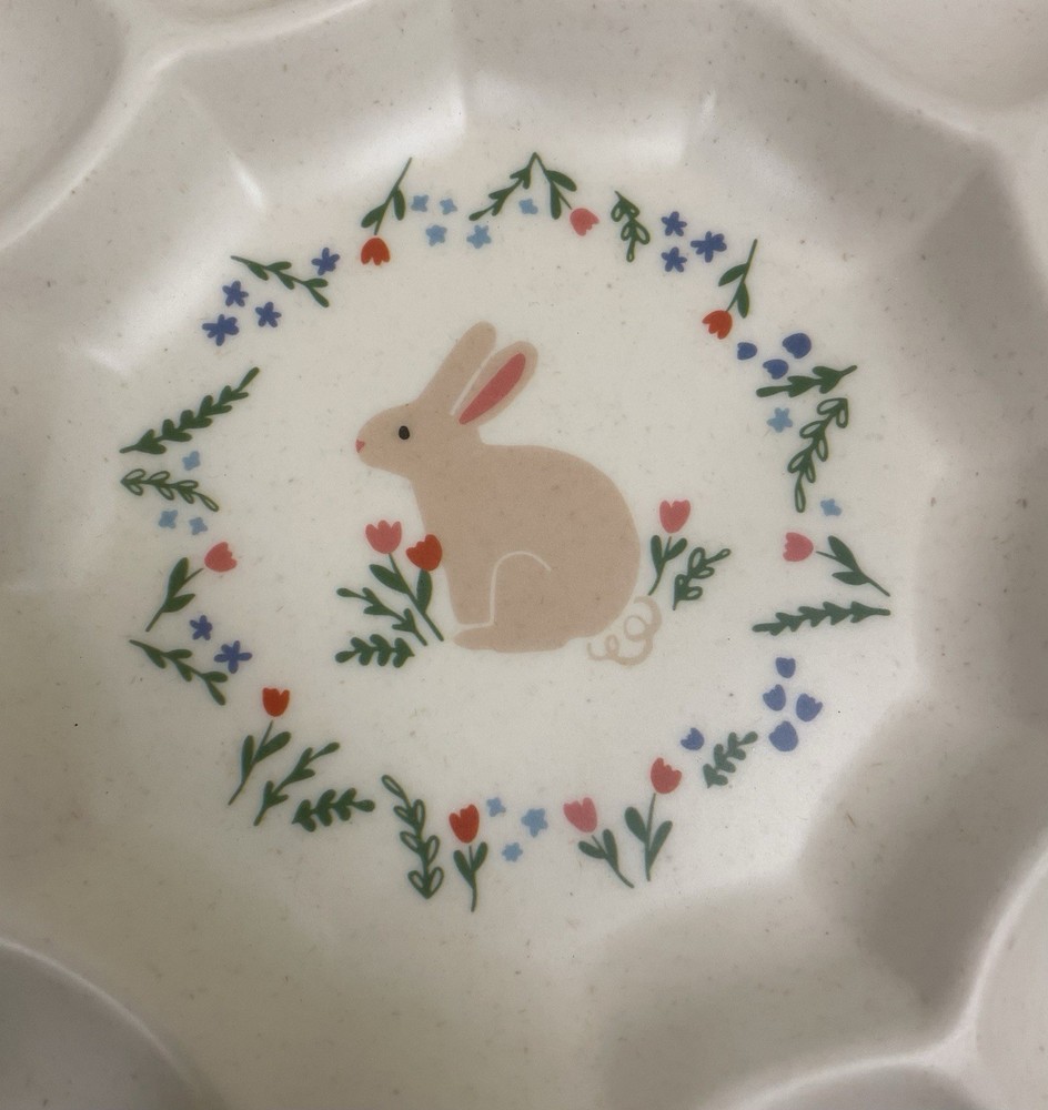 Snack Egg Platter Server Tray Bunny Rabbit Floral Easter Spring Cottagecore