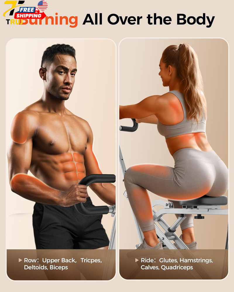 Rodeo Core Exercise Machine 330lbs Foldable Adjustable 4 Resistance Bands Grey