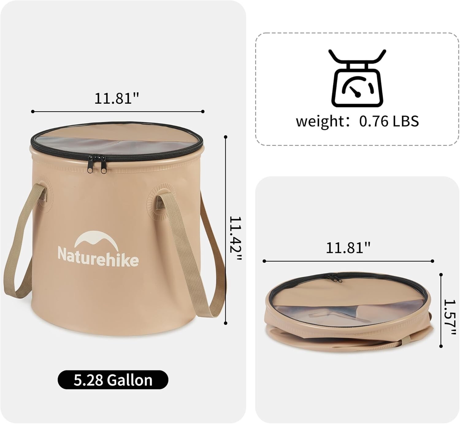 Naturehike 20L Multipurpose Collapsible Bucket, Folding Bucket Wash Basin