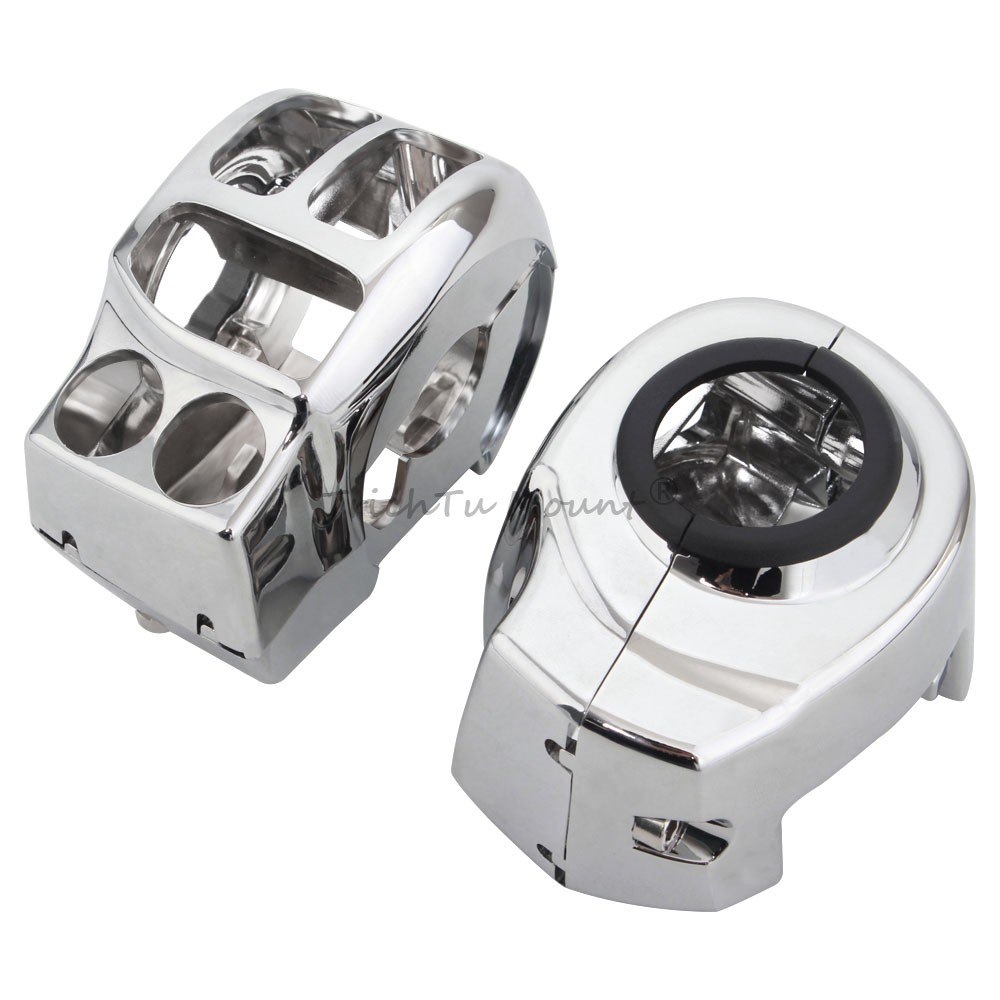 A Pair Chrome Switches Housing Cover For Harley Touring Street Glide 2014-2023
