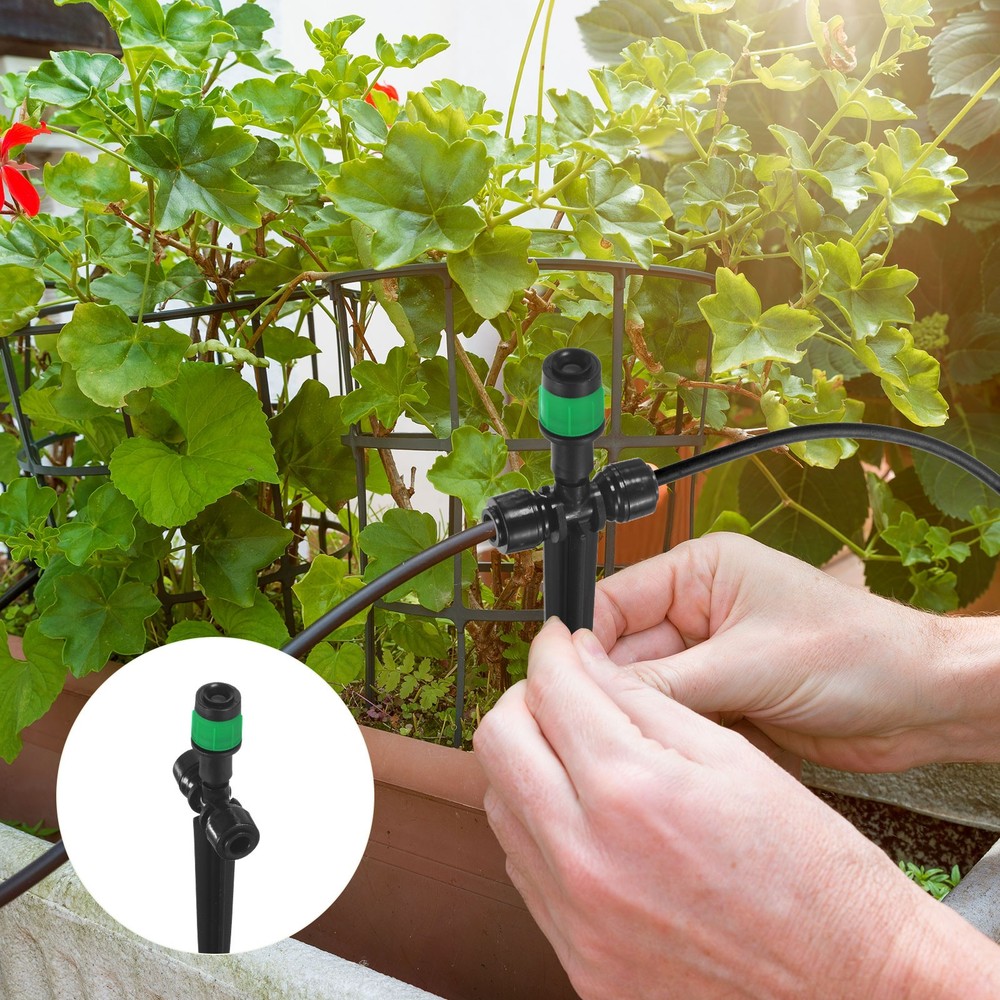24-Pack Drip Irrigation Emitters, Adjustable 360 Degree, Dark Green