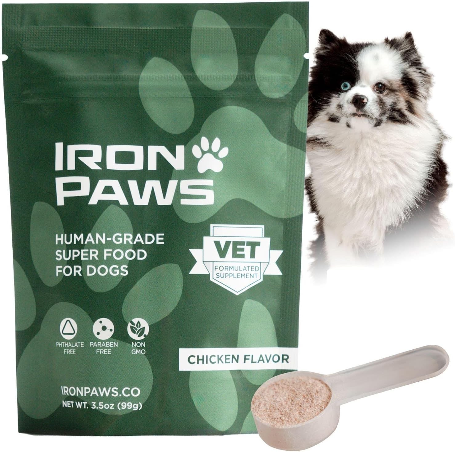 Iron Paws Human-Grade Superfood For Dogs, Premium Greens Powder Supplement Fo...
