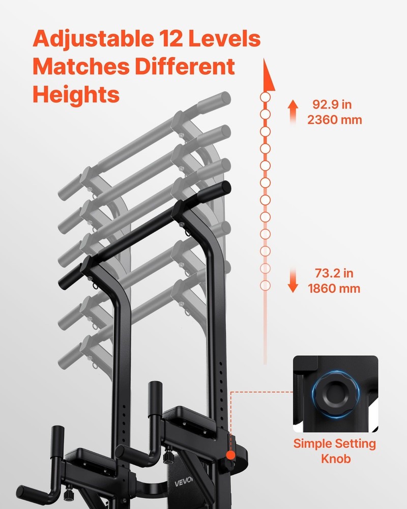 330lb Full Body Power Tower 12-Height 4-Adjust Back Rest