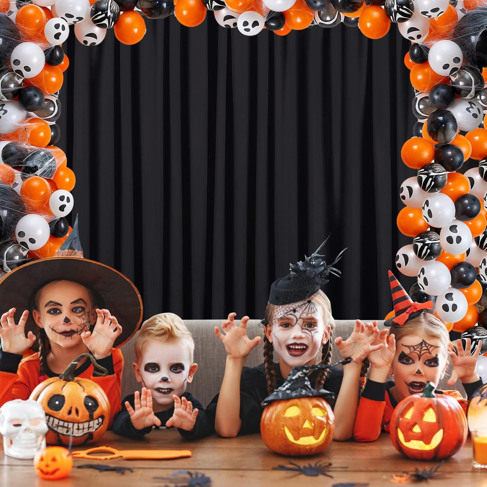 Black Backdrop Curtains 2 Panels 5Ft X 10Ft Polyester Photo Backdrop Drapes for