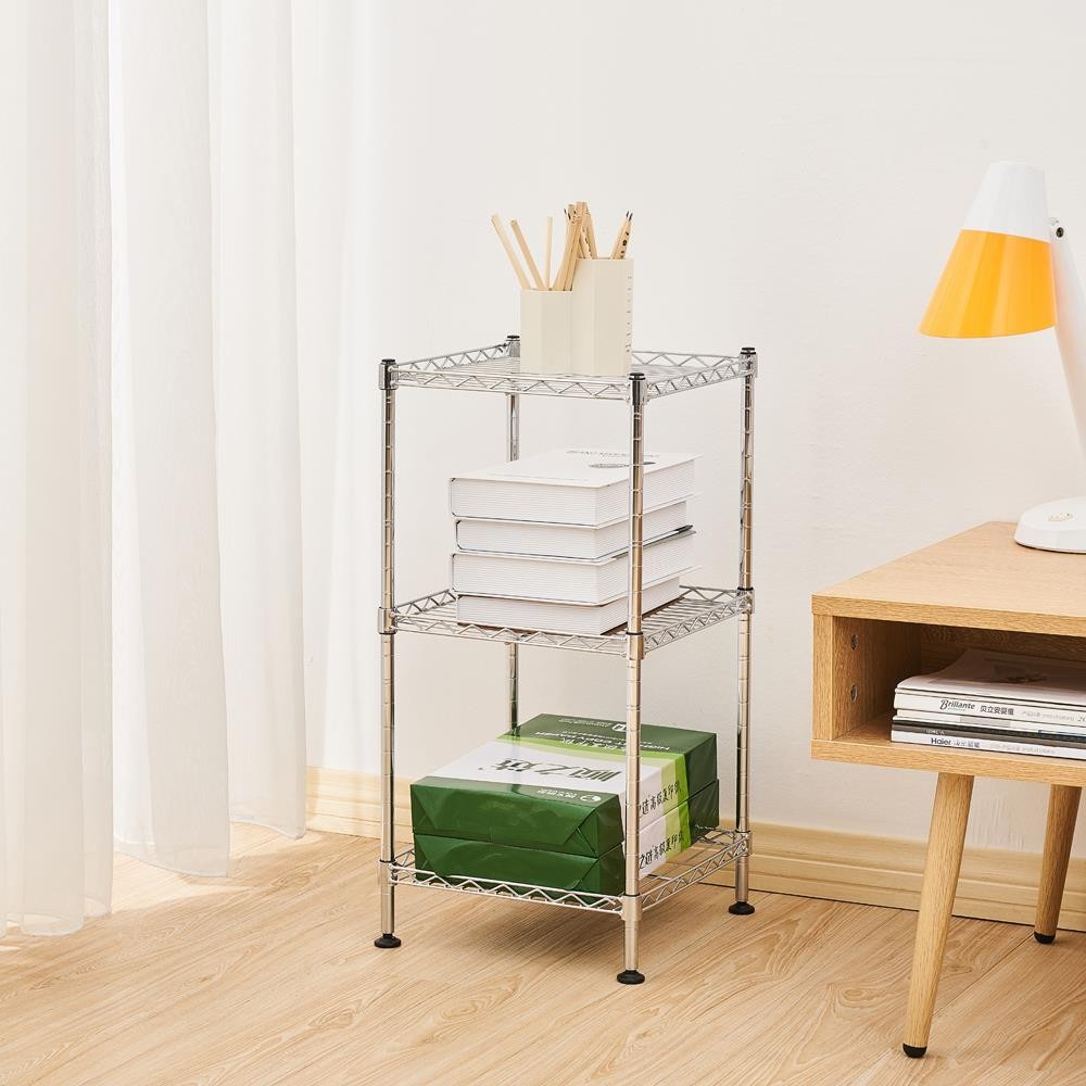 3 Layer Wire Shelving Rack Household Storage Adjustable Metal Shelf Organizer US