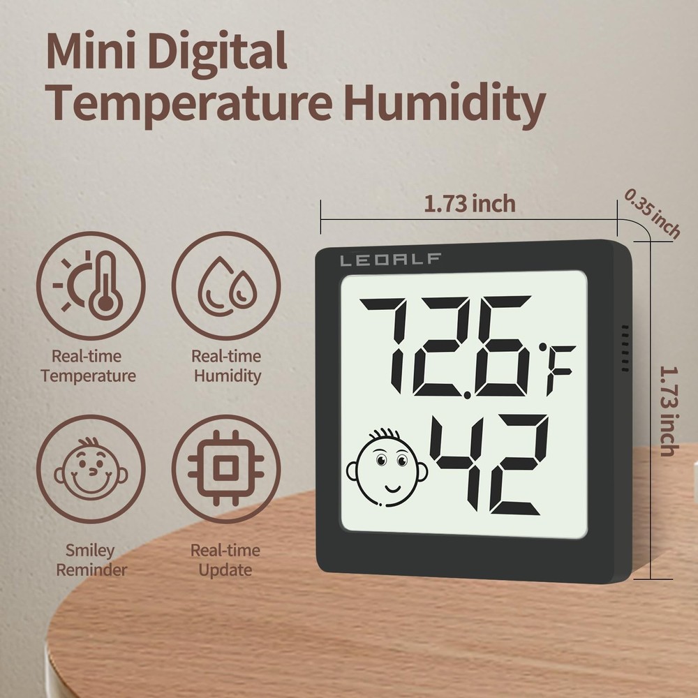 Mini Humidity Meter Hygrometer 6 Pack Room Thermometer Indoor Digital Black