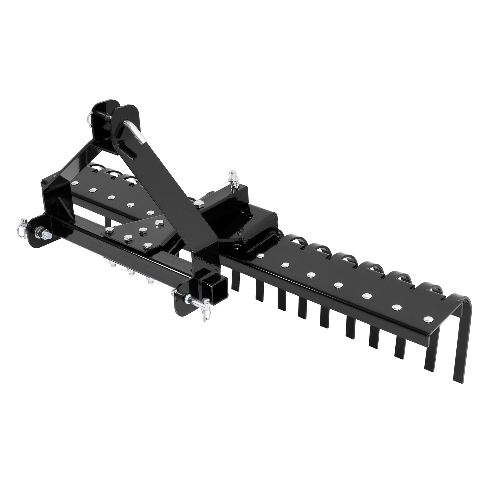 For Category-0 Tractor Hookup 5 FT Black 3-Point Landscape Rake Grass Comb