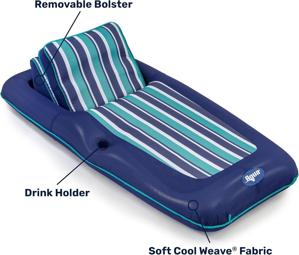Navy Green Oversized Lounge Float With Cup Holder And Cushioned Backrest