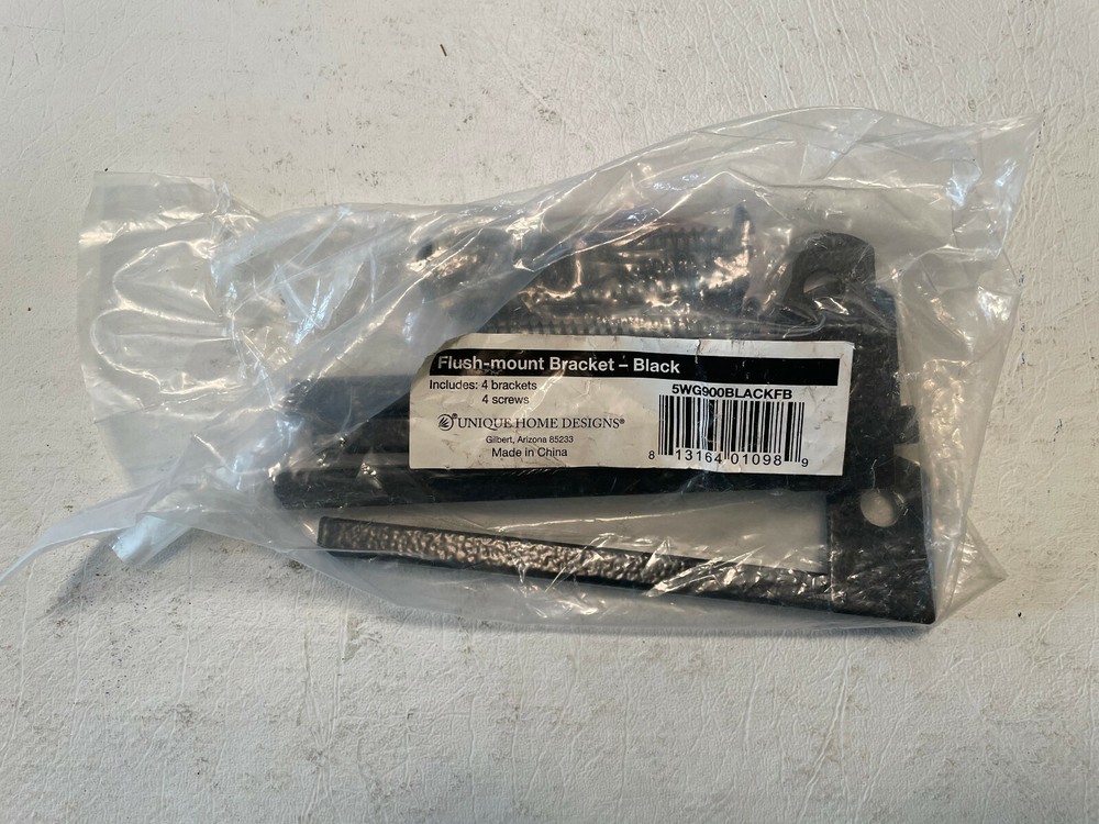 Unique Home Designs - Flush-Mount Brackets with Screws - Black - 4 Pack