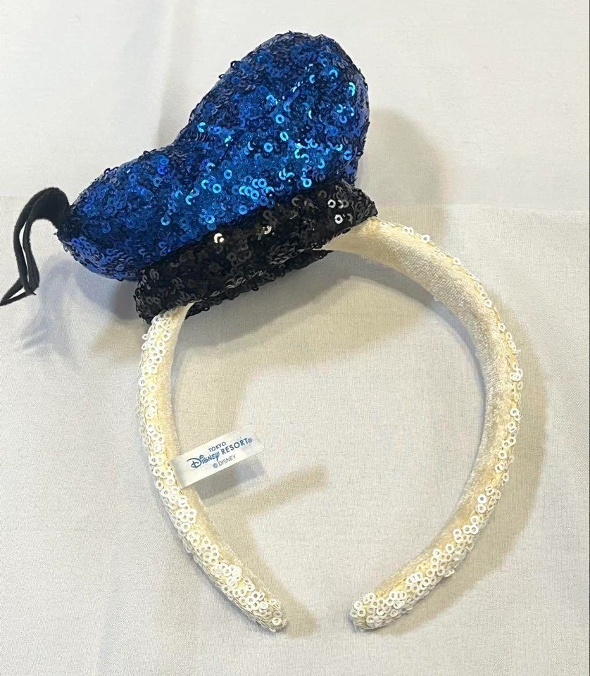 Japan Tokyo Disney Resort Store Ears Headband Hat Sequins Donald Duck Park