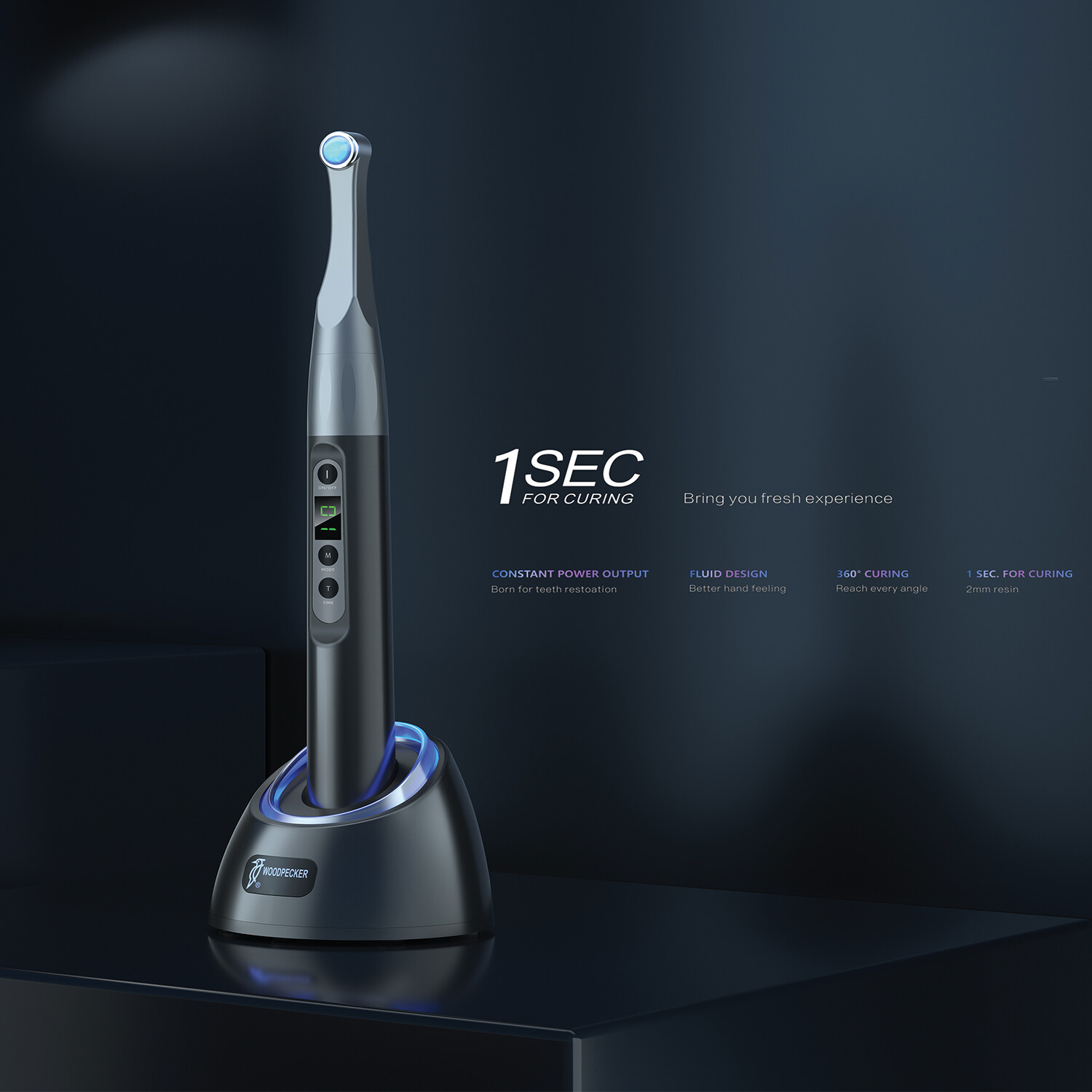 Woodpecker i LED II Dental Curing Light 3 Modes Intensity 3000mw 1Sec For Curing