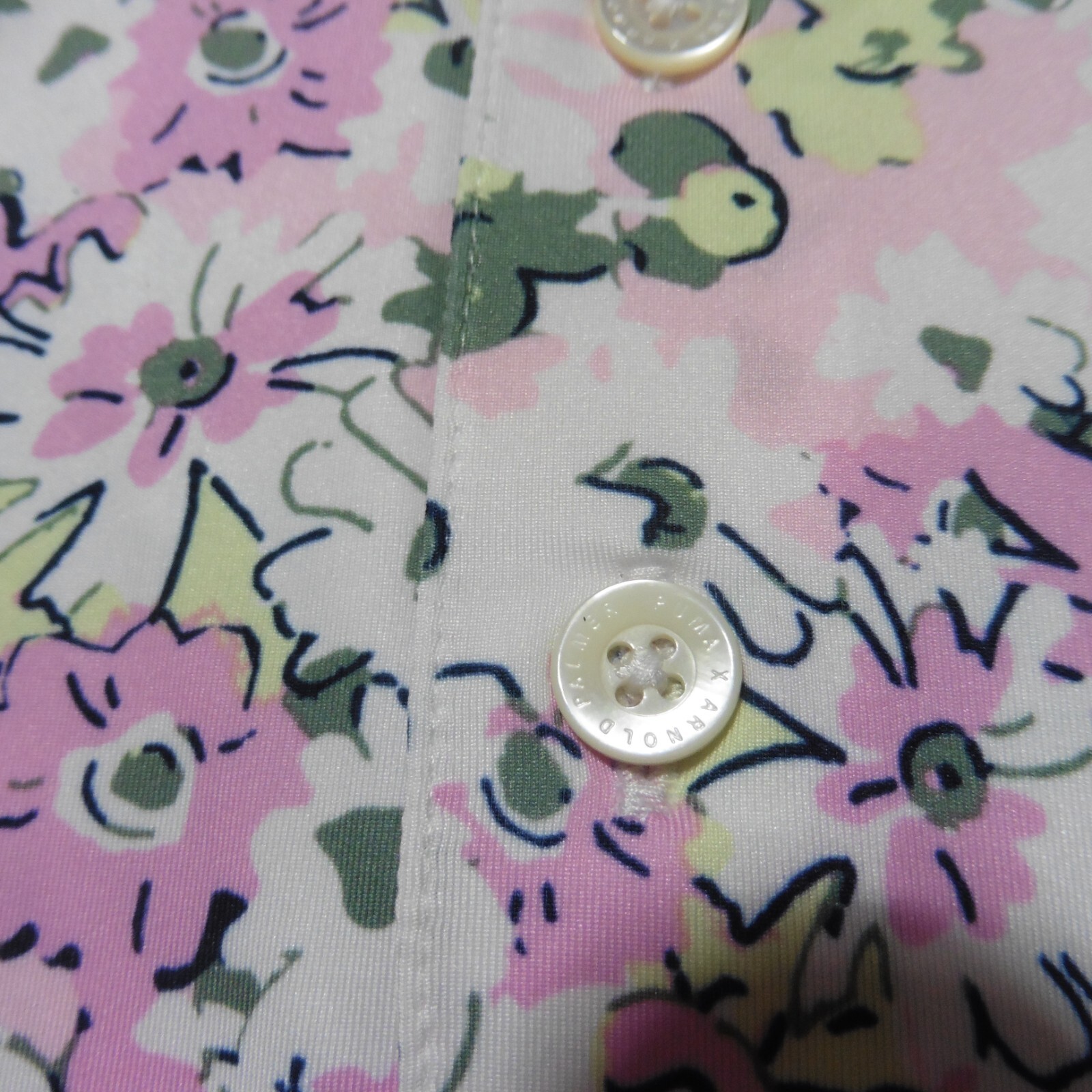 PUMA Arnold Palmer Men's 2XL Floral Golf Polo Shirt White Pink