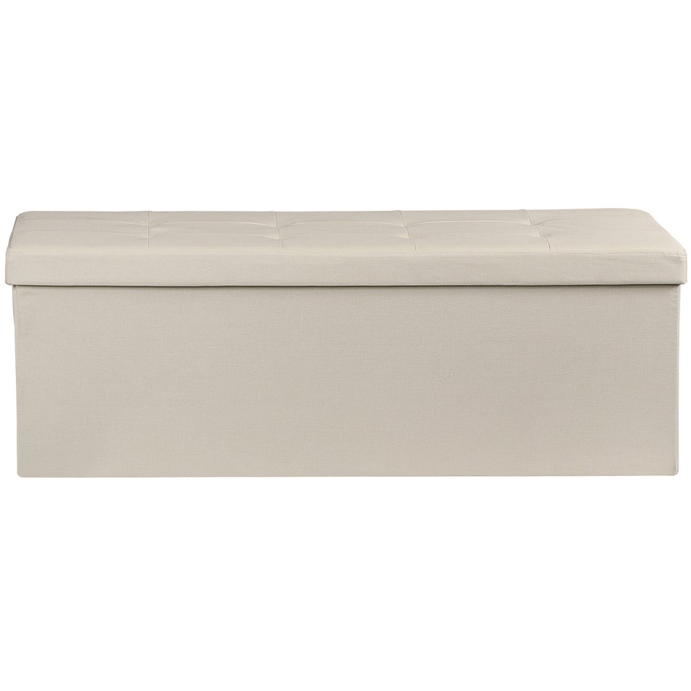 Durable 43" Storage Ottoman Bench Storage Stools Footrest Beige Footstools