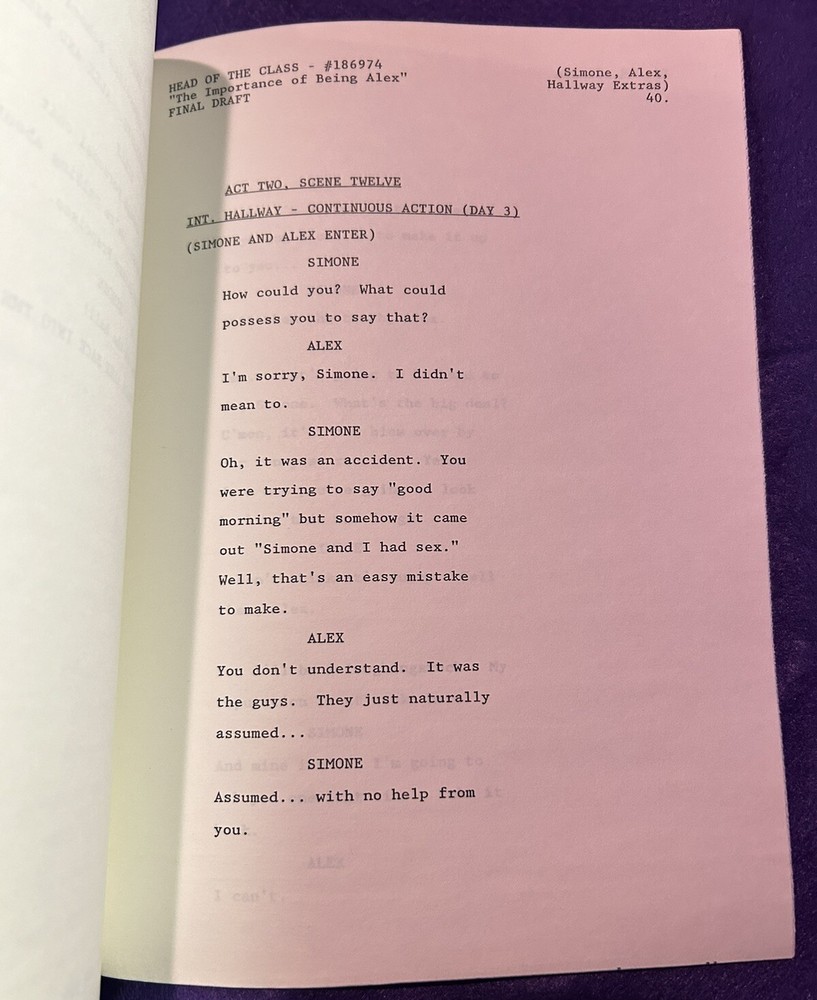HEAD OF THE CLASS Vintage 1990 TV Script - Final Draft
