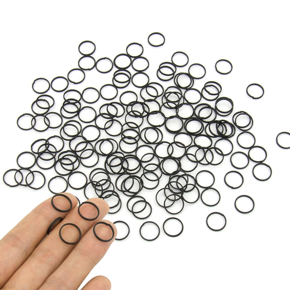 200pcs 12mm Mini Split Jump Ring with Double Loops 12mm, Black