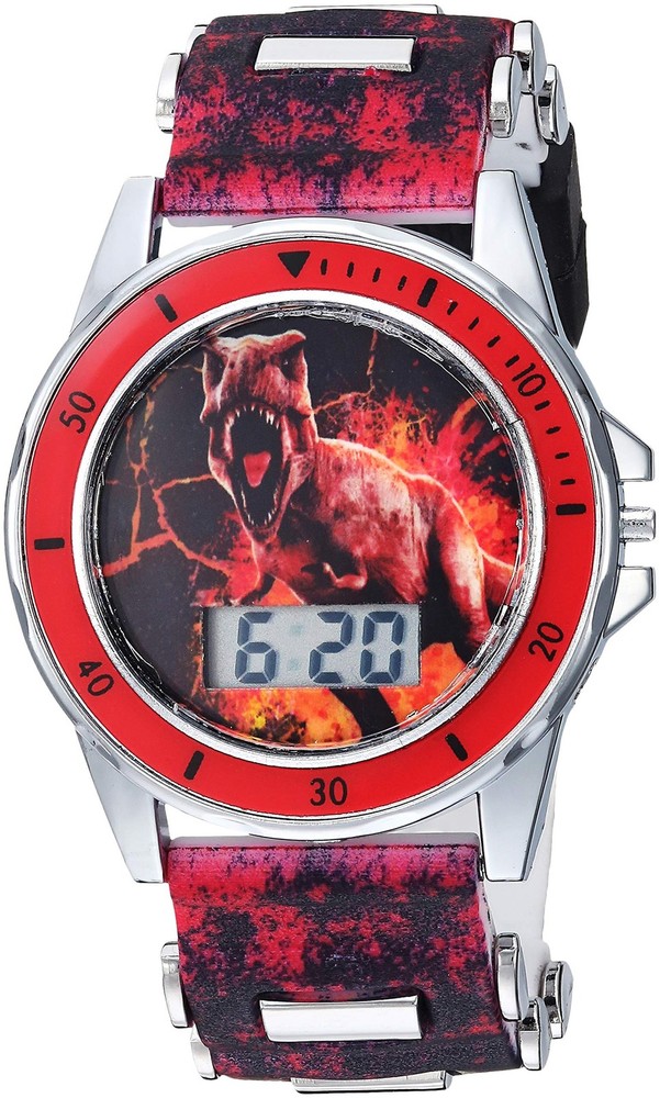 Accutime Quartz Watch Red Bezel T-Rex Face