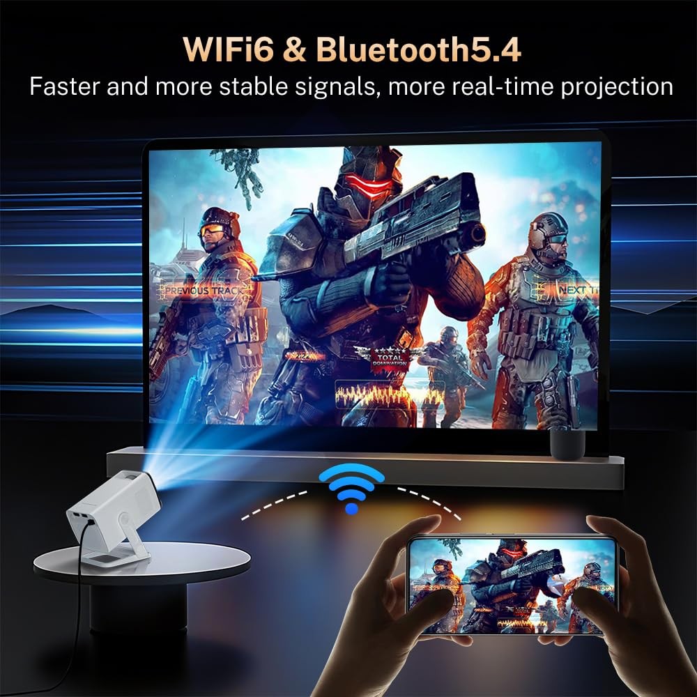 Mini Projector with WiFi 6 and Portable Small, VisualCube 300 White