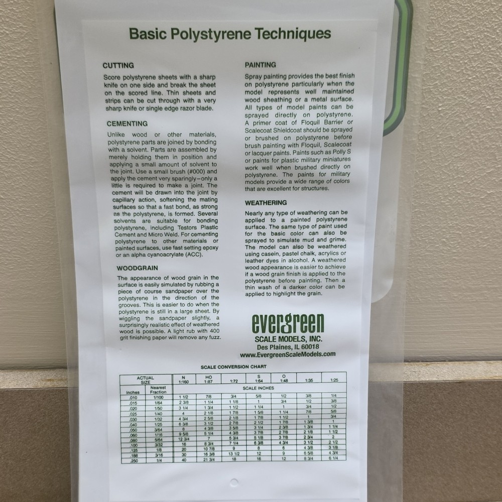 Evergreen Scale Models Polystyrene Sheet 9020 Plain 0.020" (0.5mm) 3 Sheets