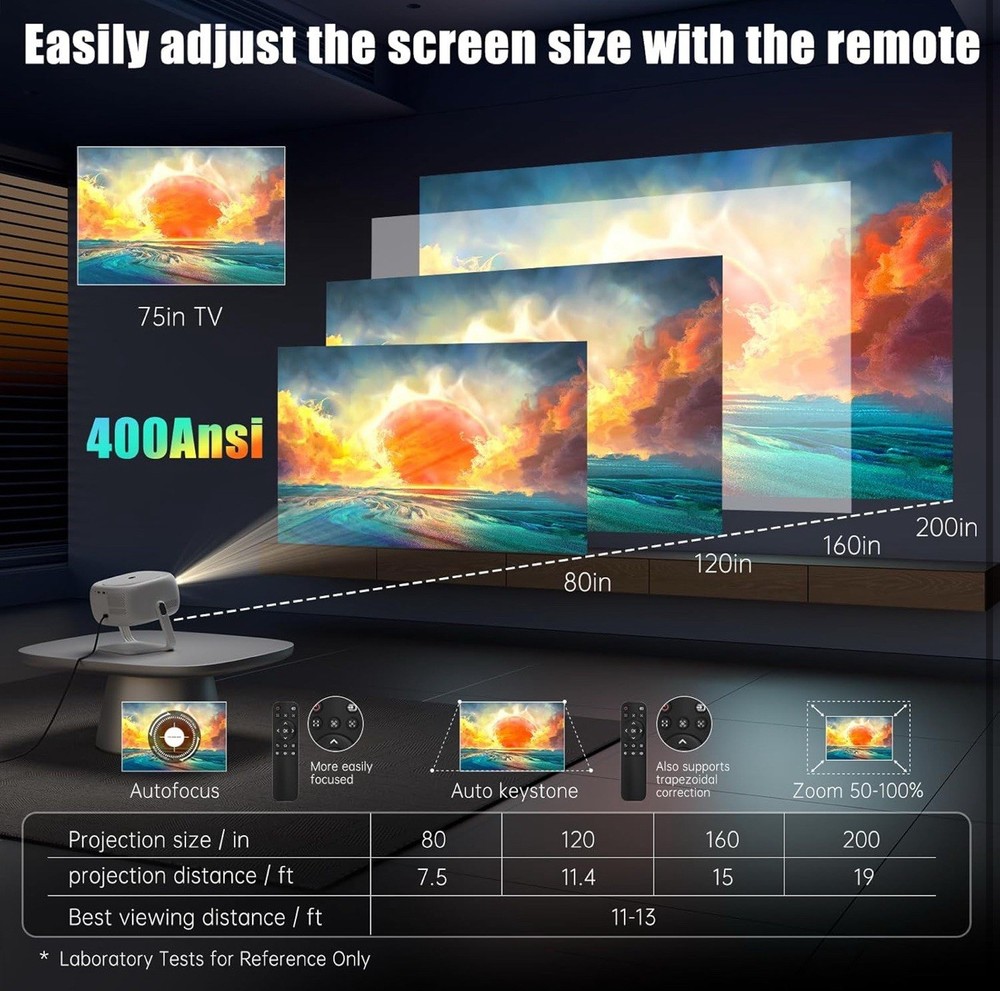 XIAPI PRO Smart Bluetooth Projector WiFi HDMI NEW In Box