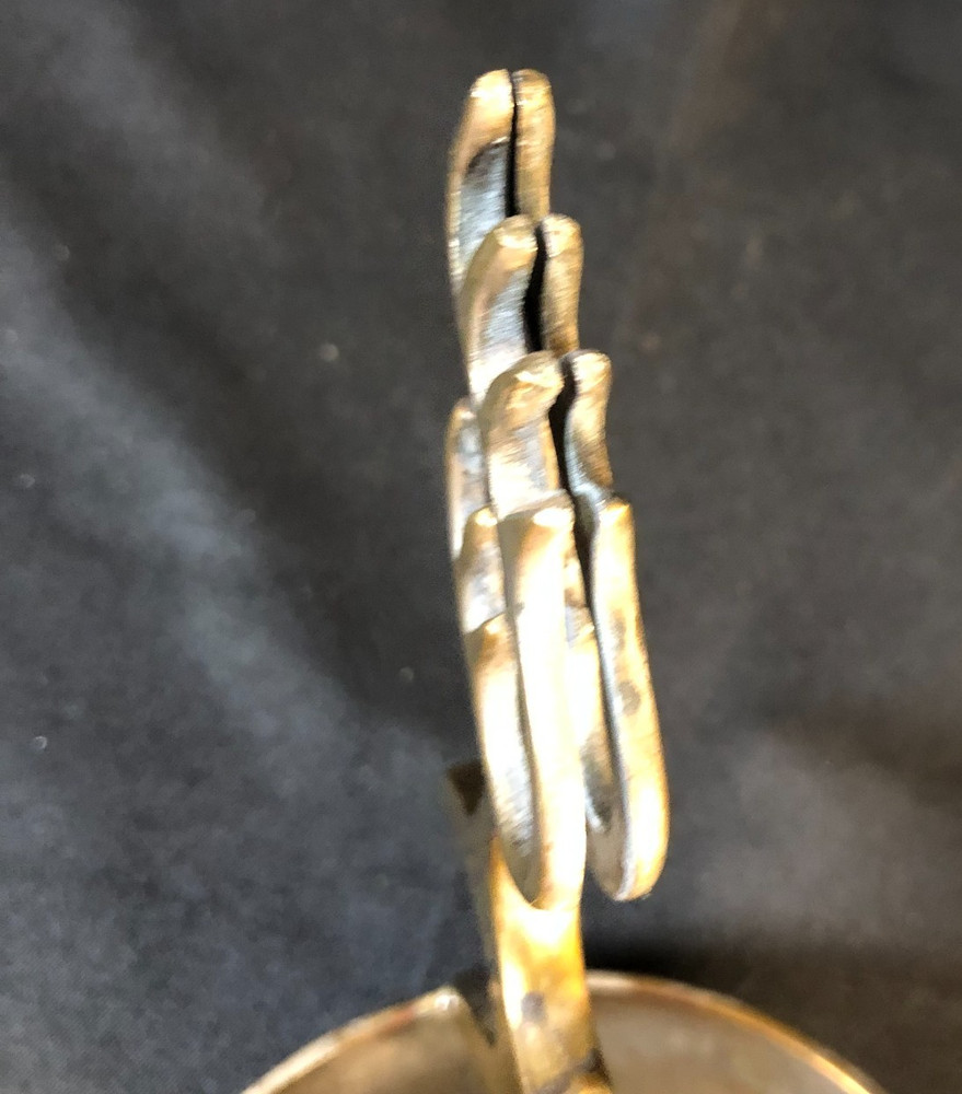 Brass Reindeer Trinket Candy Nut Dish Christmas Bowl Cabin