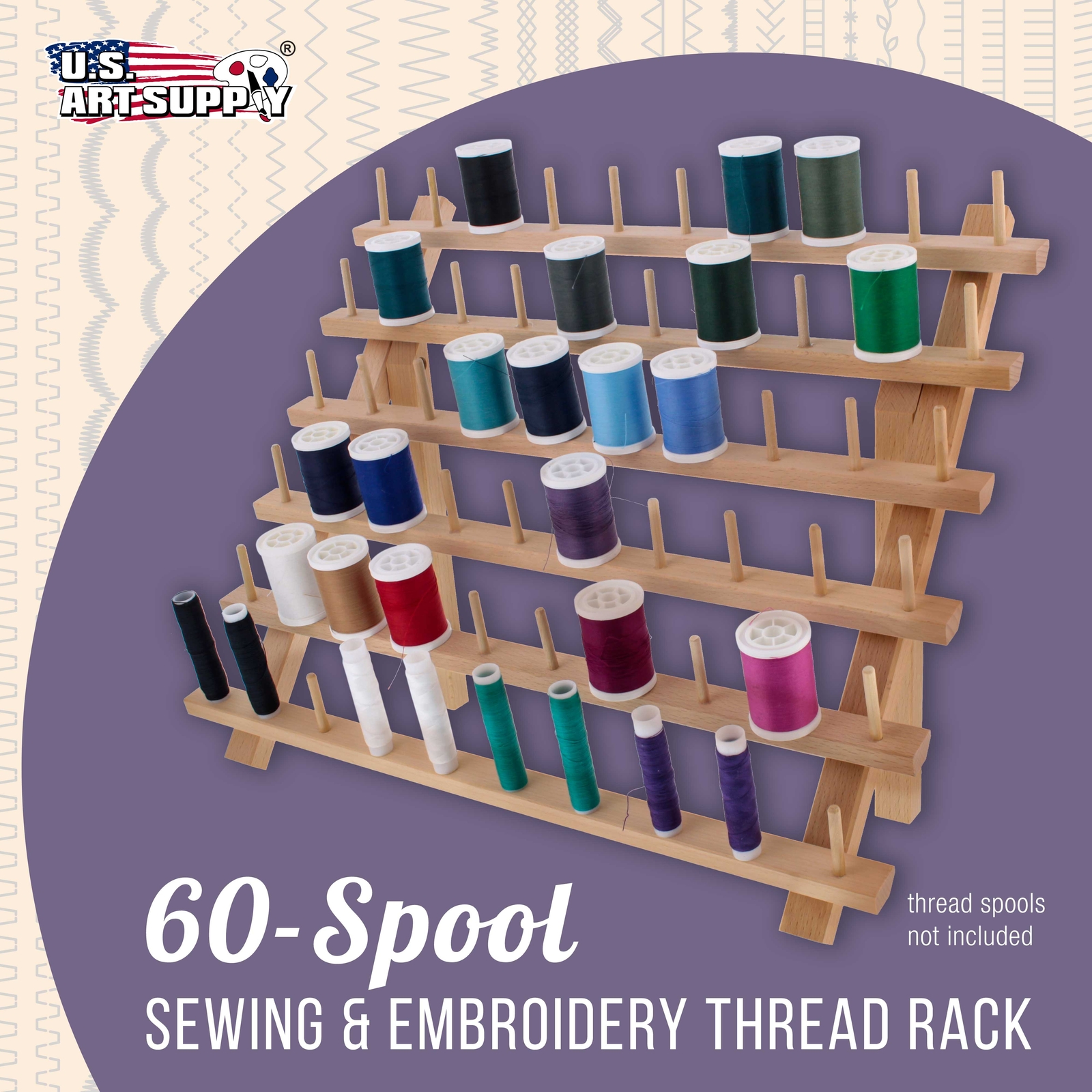 Premium Beechwood 60-Spool Sewing & Embroidery Thread Rack Stand