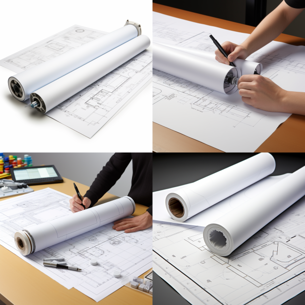 36” x 150'- 4 ROLLS 24lb plotter paper CAD Wide Format Rolls Top Notch Quality