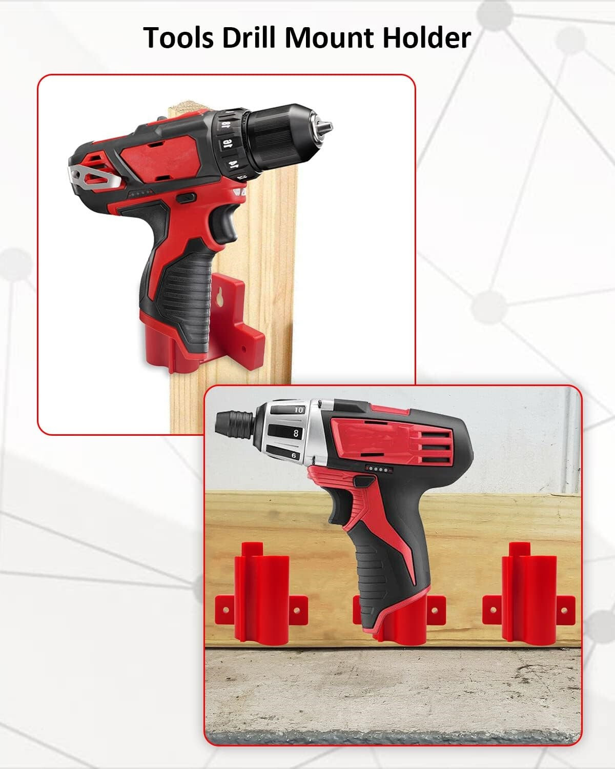 6x Wall Mount Drill Holder for Milwaukee M12 Tool Storage Hanger Mount Organizer