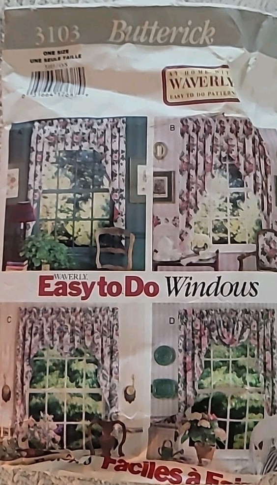 Sewing Pattern Butterick 3103 Easy to do Windows Valences