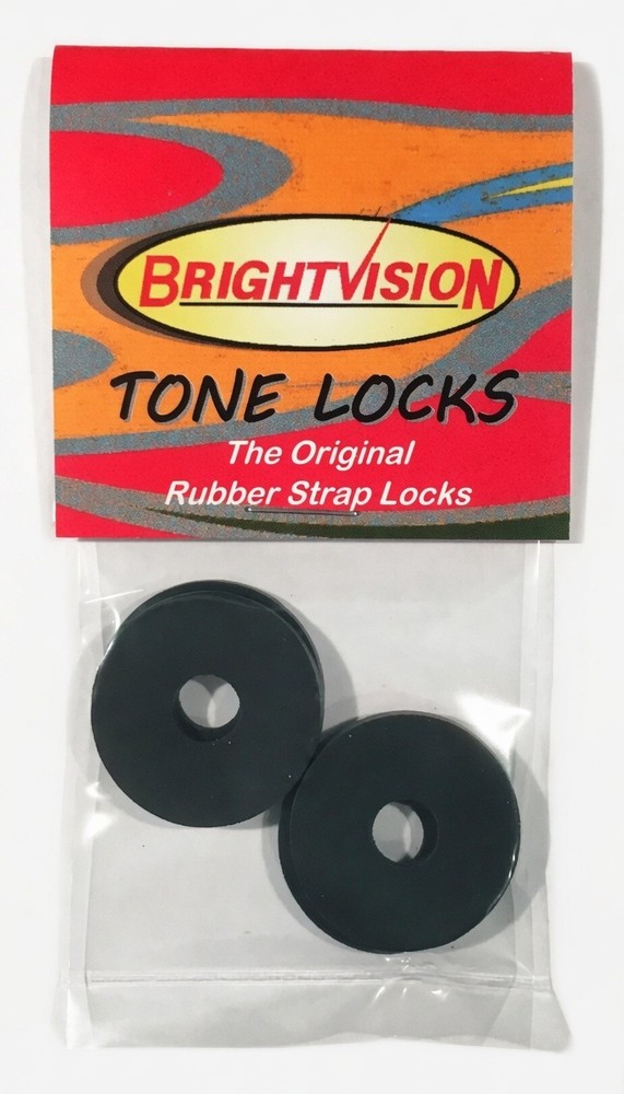 Four BLACK Rubber Guitar Strap Locks - Famous Classic Design & Great Reliability