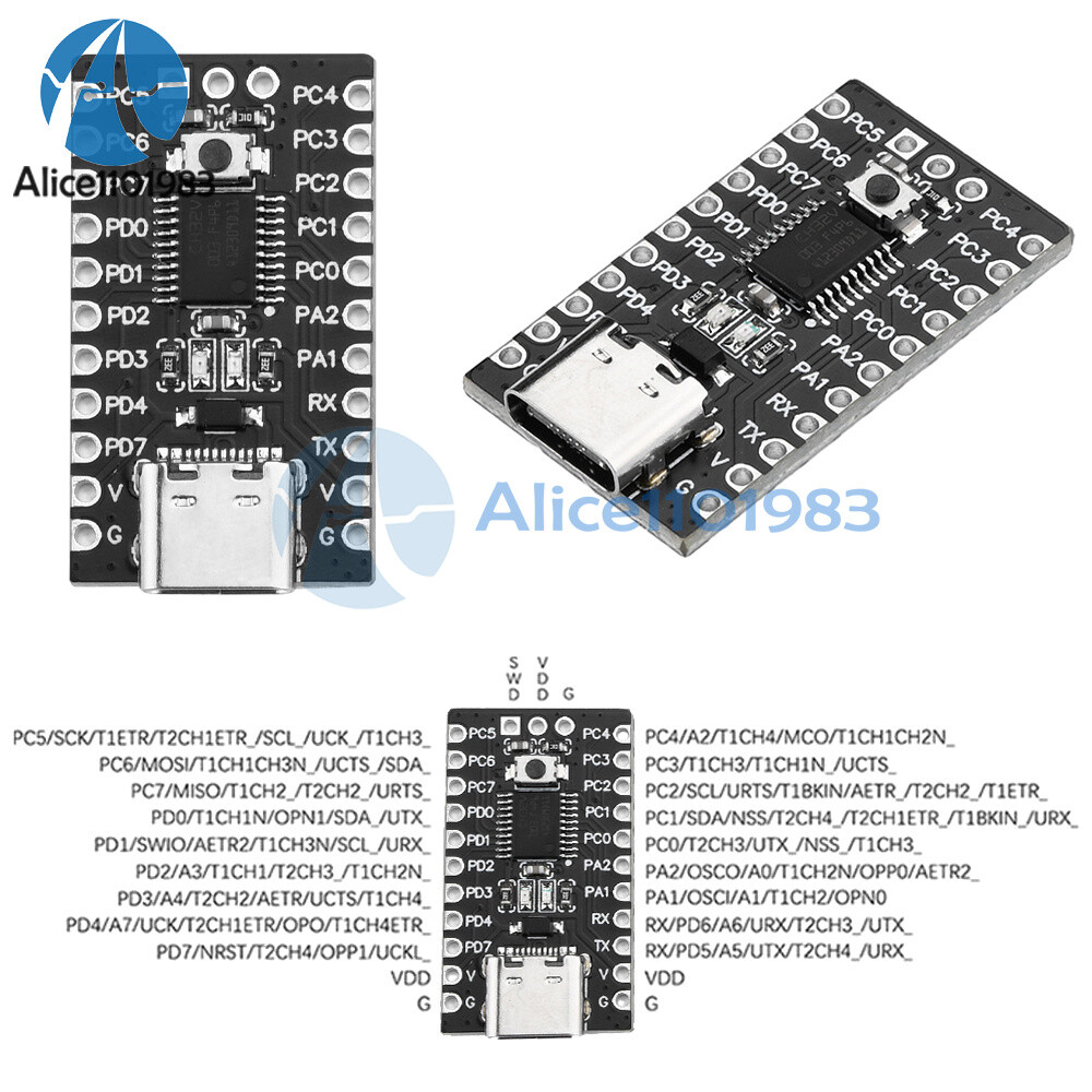 5pcs CH32V003F4P6 Core Development Board 32-bit RISC-V Processor IIC SPI Type-C