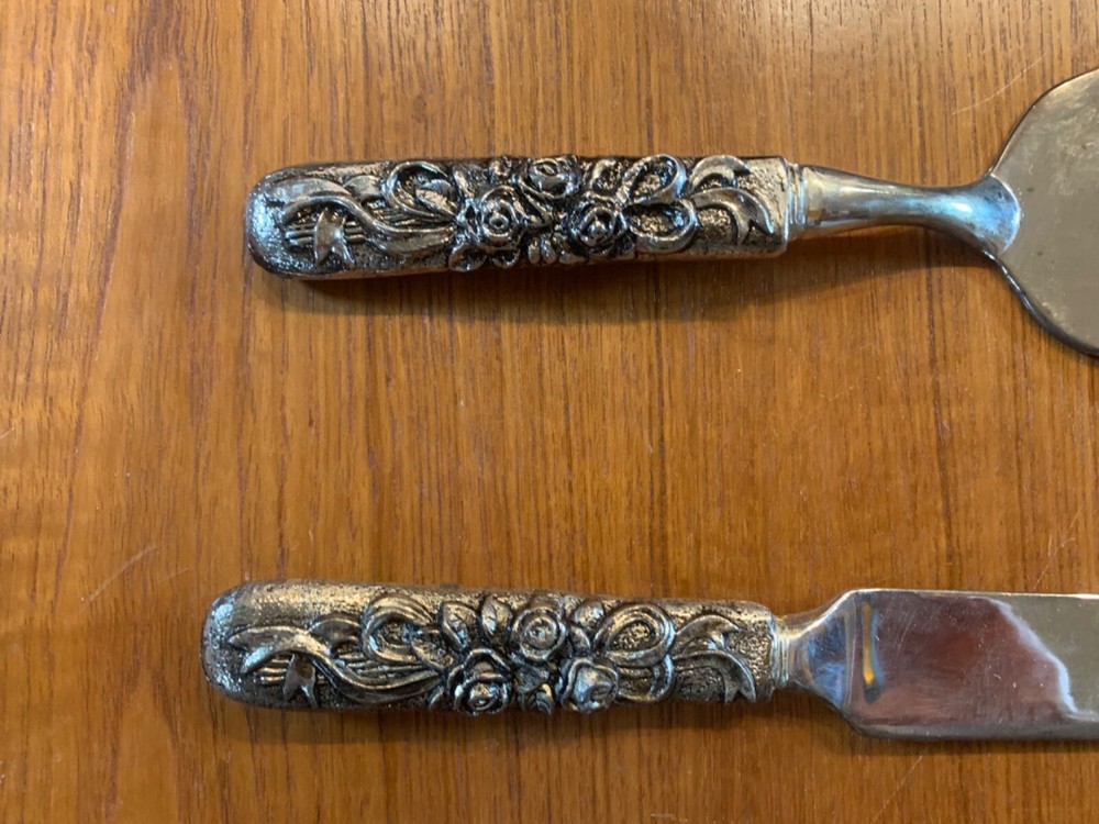 Elegance in silver, Rose Cake Knife & Server Set