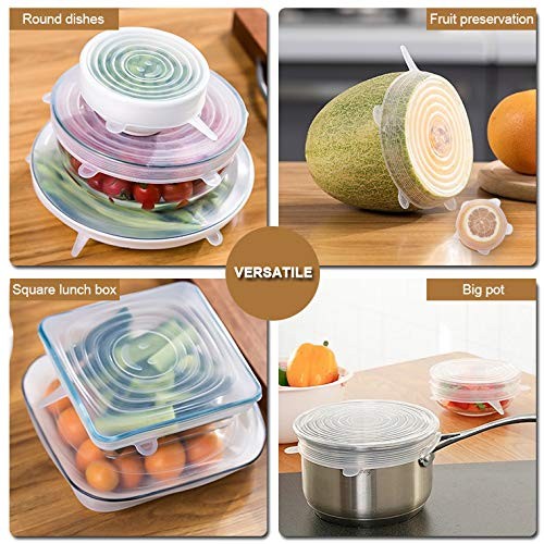 4 Pack Same Size Silicone Stretch Lids, Thicker Reusable Sturdy Silicone Cont