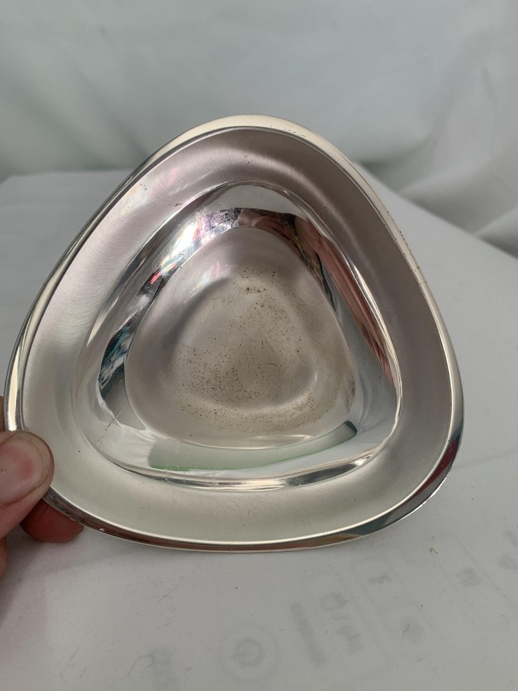 WMF Ikora Silver Plated Triangular Bowl 6" Germany Tarnish Resistant Vtg Flaw