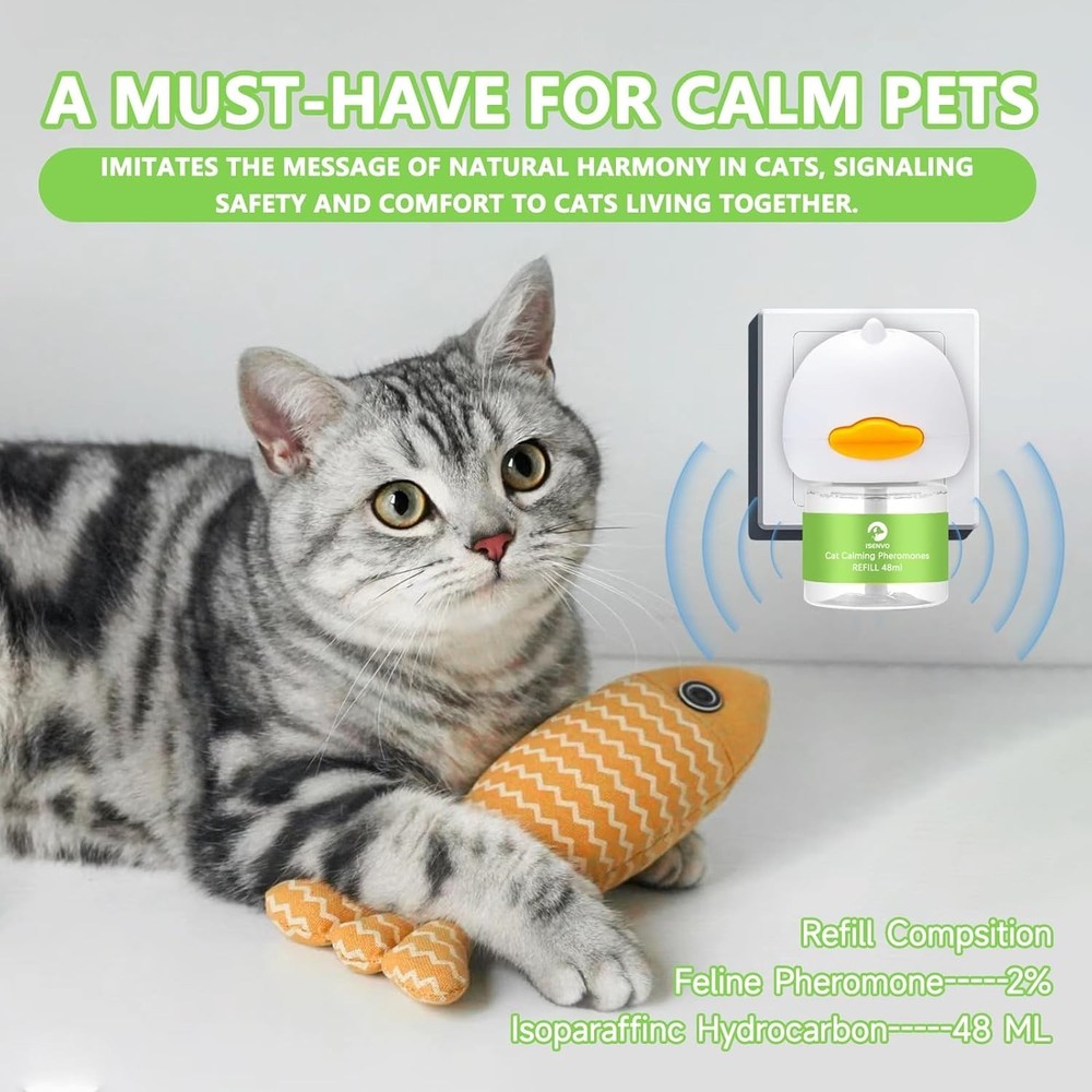 Cat Pheromones Calming Diffuser, 2 in 1 Cat Calming Starter Kit Diffuser Head...