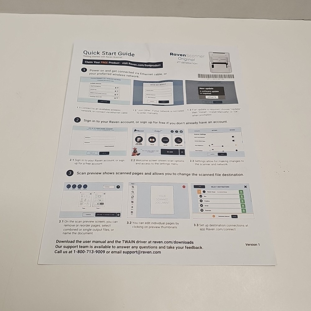 Raven Original 2nd Gen Duplex Document Scanner 8" Touchscreen In Box With Cords
