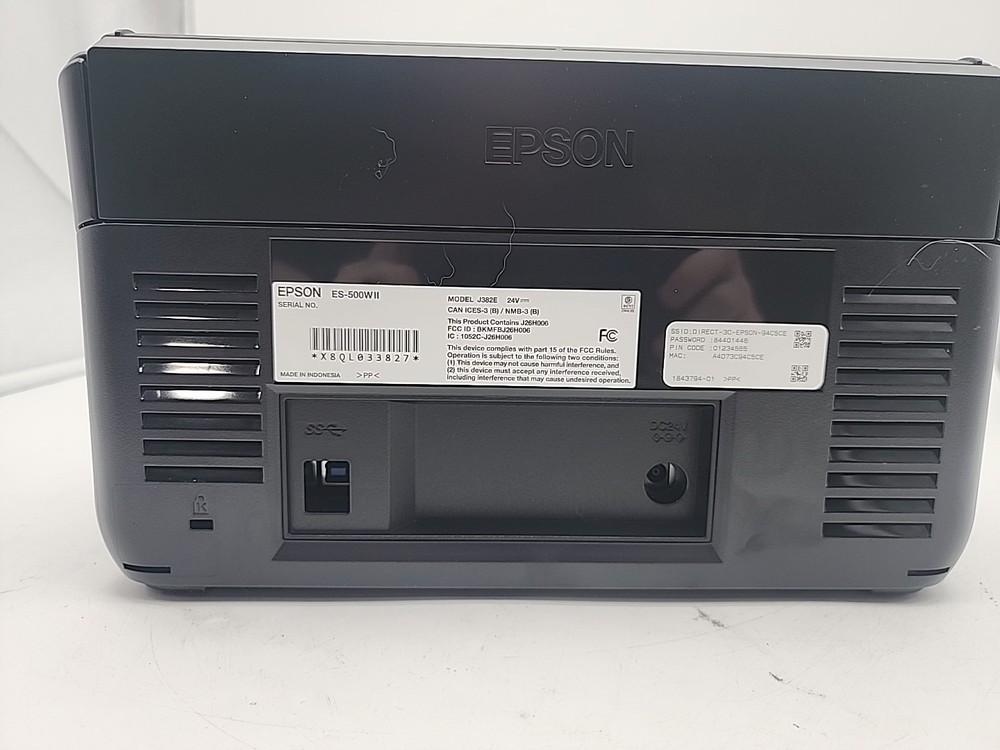 Epson WorkForce ES-500W II Wireless Duplex Document Scanner Open Box Complete