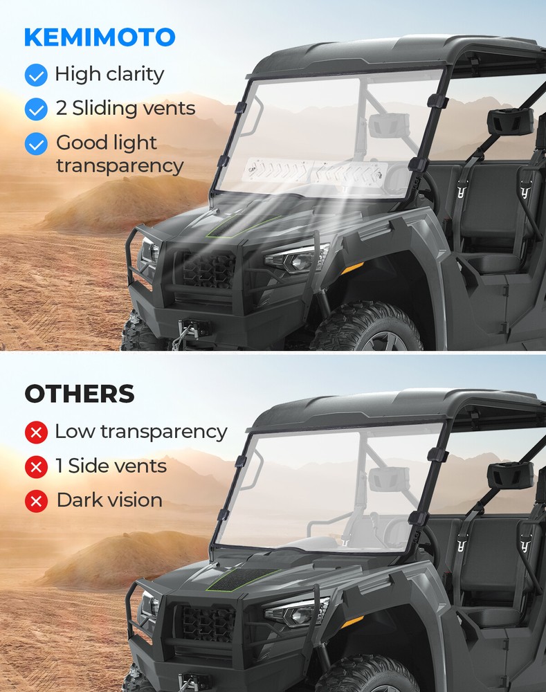 UTV Vented Front Full Windshield Clear for TRACKER 800SX 2020-2023 MAX-FLO