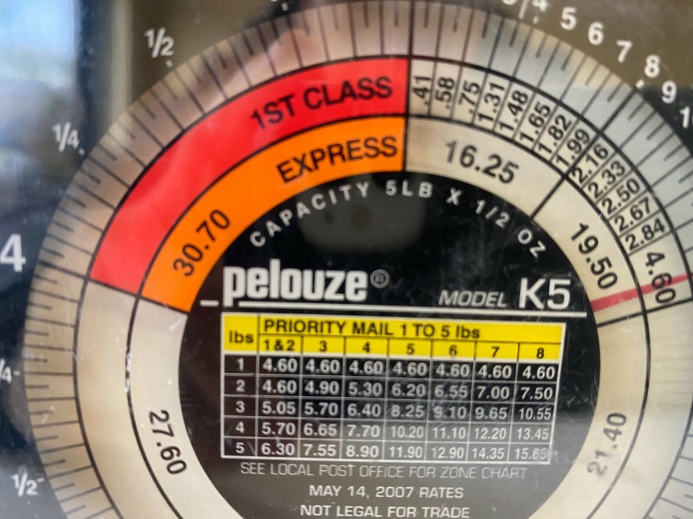 BB19: Pelouze Model K5 Tabletop Mechanical Postal Scale