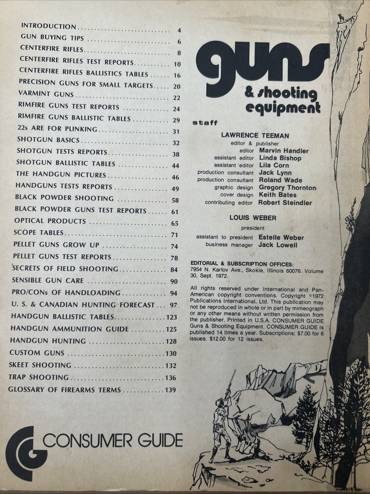 1972 CONSUMER GUIDE FOR GUNS & SHOOTING EQUIPMENT