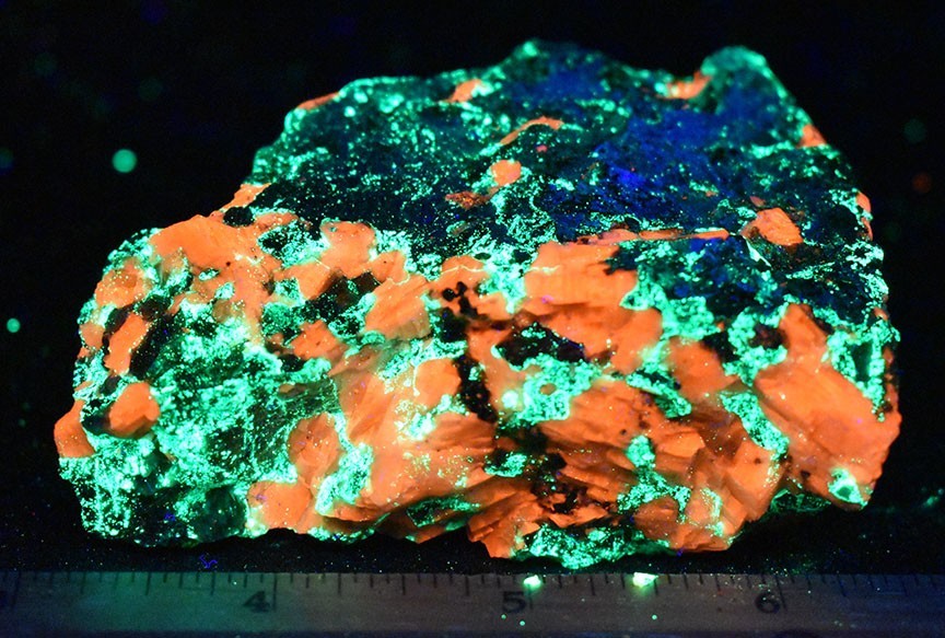 Cool Pattern Fluorescent Willemite and Calcite From Franklin, NJ
