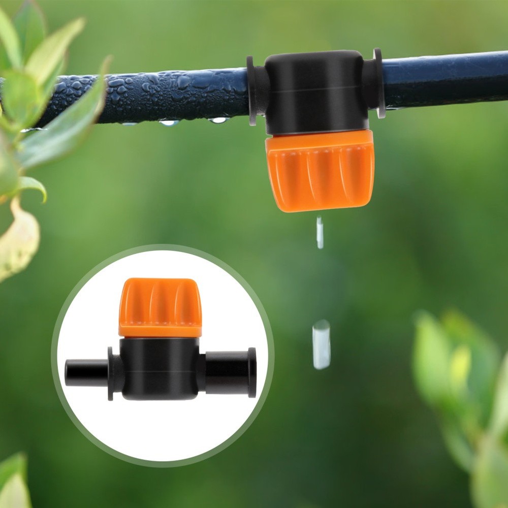 10 Pcs Mini Irrigation Valve Connector with Switch for Garden Drip