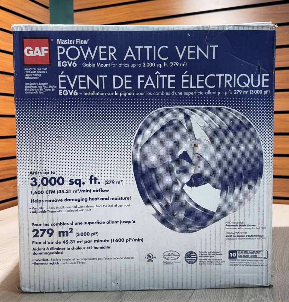MasterFlow EGV6 1600 CFM Silver Electric Powered Gable Attic Vent
