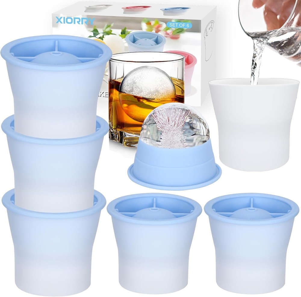 Upgrade Ice Molds 4 PCS Silicone Sphere Ice Mold Maker Stackable Easy Release