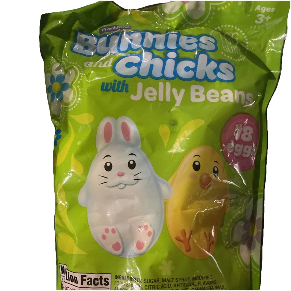 18 Count Prefilled Plastic Eggs with Candy Jelly Beans- Assorted Bunnies, Chi...