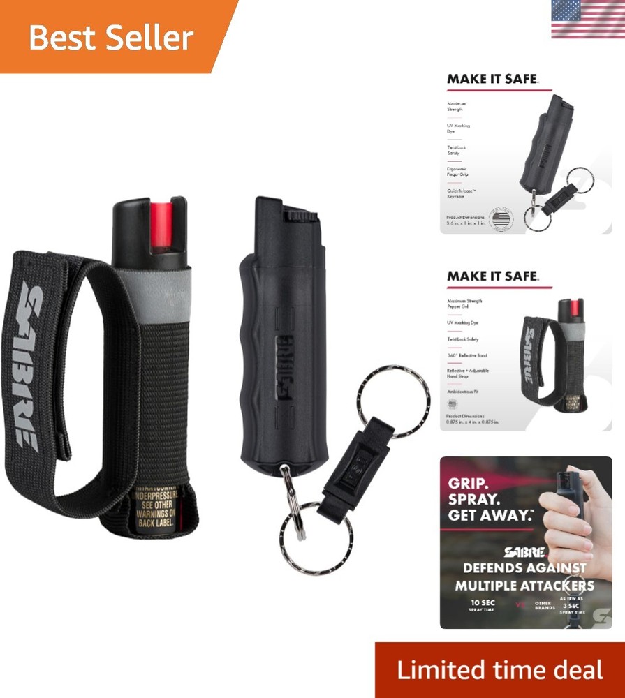 Portable Maximum Strength Pepper Spray with Adjustable Reflective Hand Strap