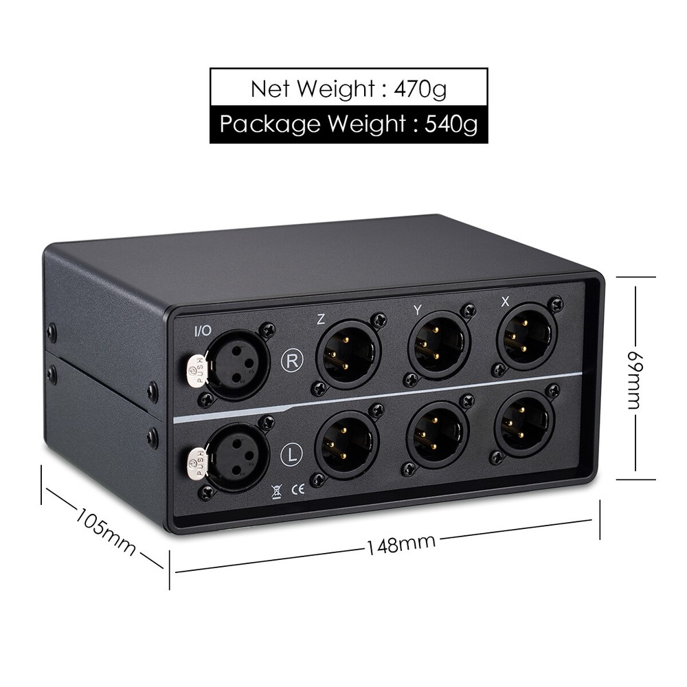 3 Way Audio Mechanical Switcher XLR Balanced Passive Selector Splitter Box Black